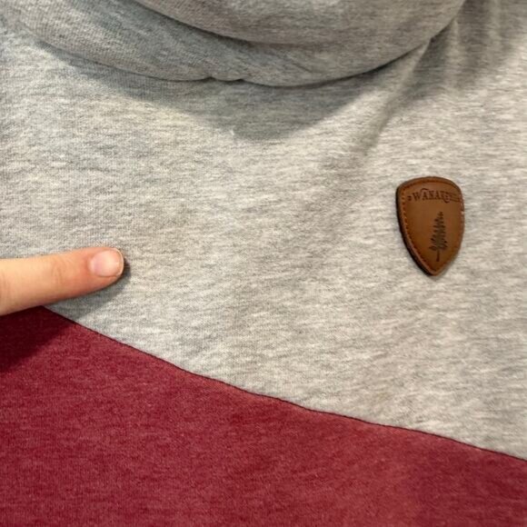 Wanakome Women's Selene Hoodie Sweatshirt Pullover Colorblock Grey Red XL - Picture 4 of 11